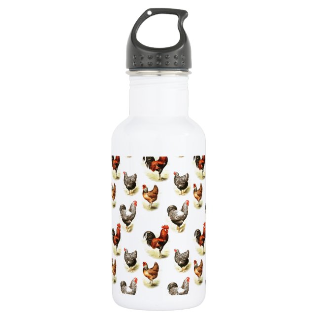 Country Chicken Pattern Water Bottle (Front)