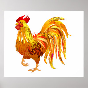 Country Chicken Rooster Vintage Cottagecore Poster