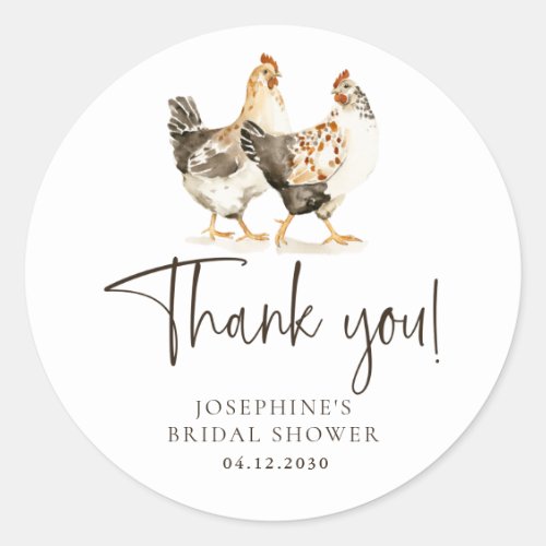 Country Chicken Thank You Wedding Favor Sticker