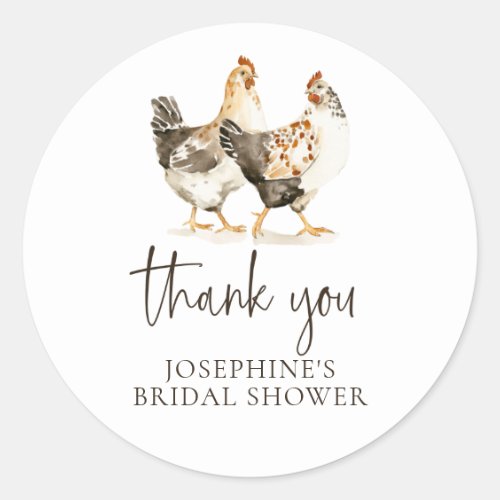 Country Chicken Thank You Wedding Favor Sticker