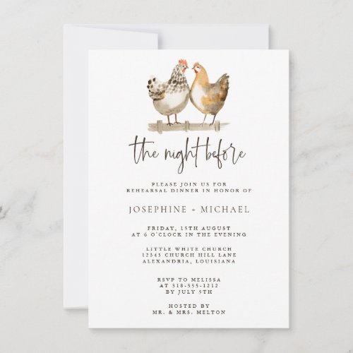 Country Chicken Wedding Night Before Rehearsal Invitation