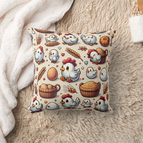 Country Chickens 1 Throw Pillow