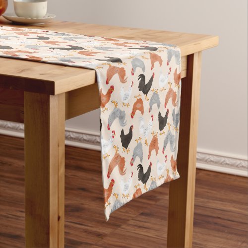 Country Chickens Farm Animals Short Table Runner