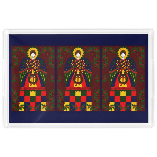 Country Christmas Angel Acrylic Tray (Front)