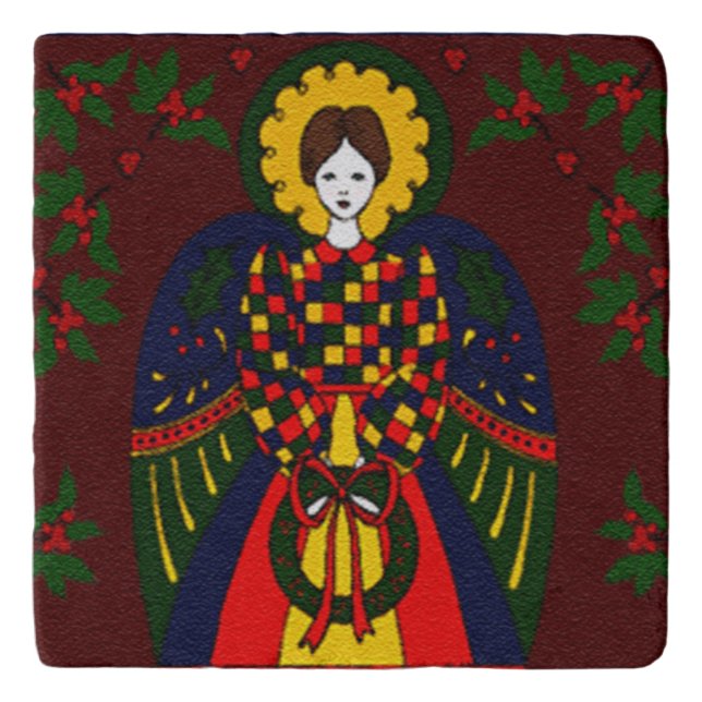 Country Christmas Angel Trivet (Front)