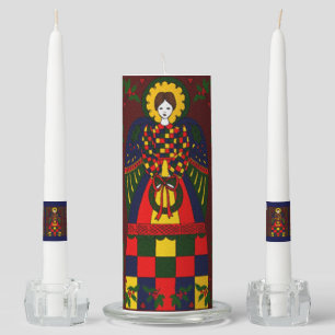 Country Christmas Angel Unity Candle Set
