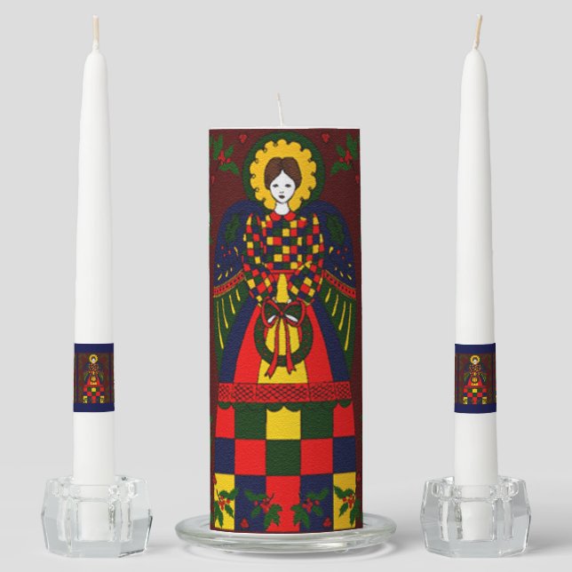 Country Christmas Angel Unity Candle Set (Front)