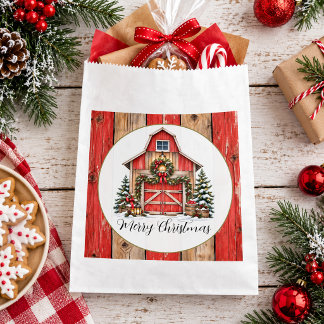 Country Christmas Barn Christmas Favor Bag