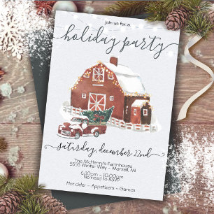Country Christmas Barn & Truck Holiday party Invitation