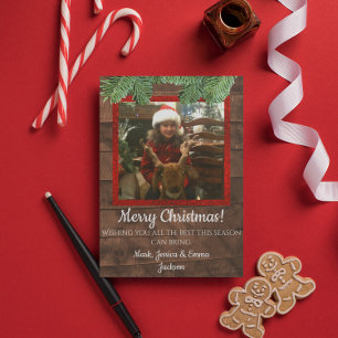 Country Christmas Barnwood & Pine Photo Card