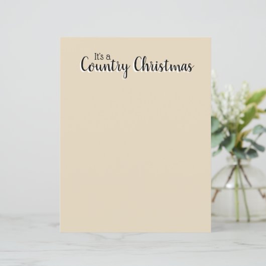 Country Christmas Beige Rustic Pretty Letterhead (Standing Front)