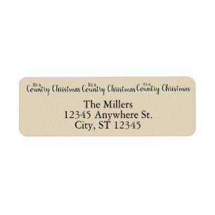 Country Christmas Beige Rustic Pretty Personalized Label