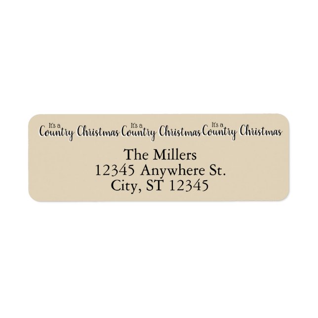 Country Christmas Beige Rustic Pretty Personalized Label (Front)