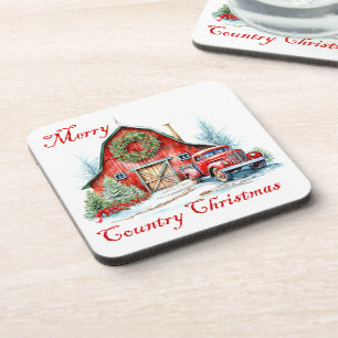 Country Christmas Beverage Coaster