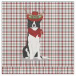 Country Christmas Border Collie and Western Plaid Fabric