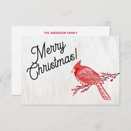 Country Christmas Cardinal  Thank You Card