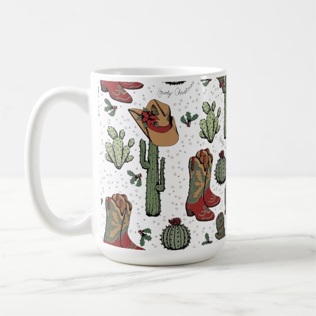 Country Christmas Cowboy Boots Coffee Mug (Left)