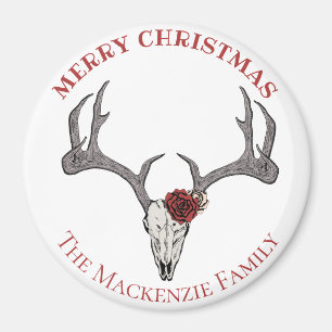 Country Christmas Deer Head Reindeer Skull Antlers Magnet