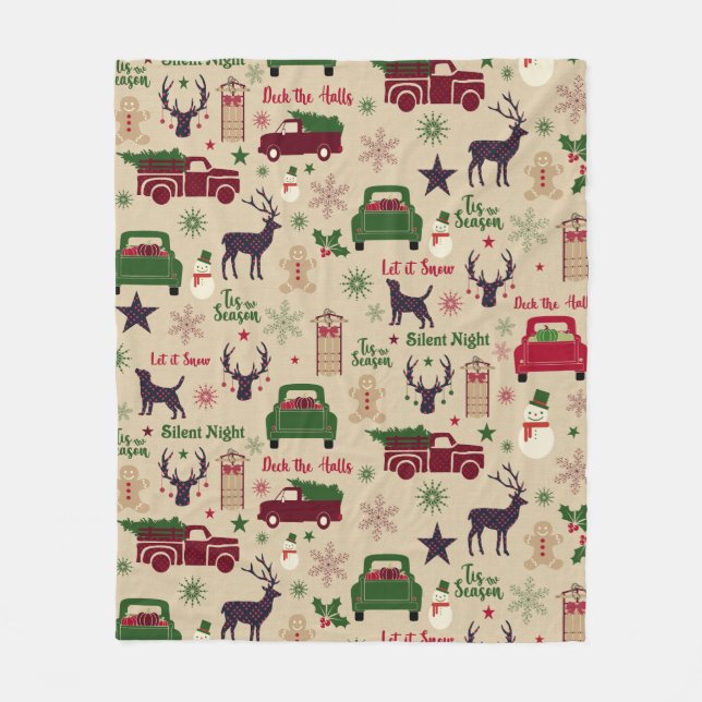 Country Christmas Fleece Blanket (Front)