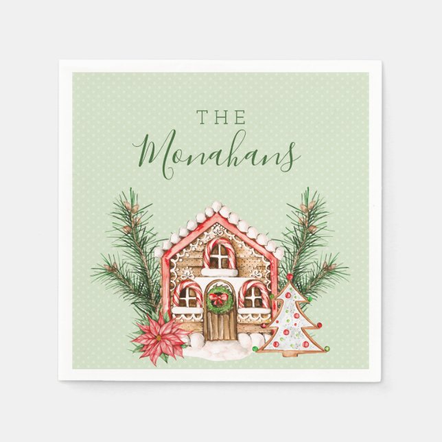 Country Christmas Gingerbread House Paper Napkins (Front)