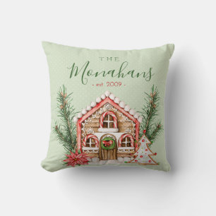 Country Christmas Gingerbread House Throw Pillow