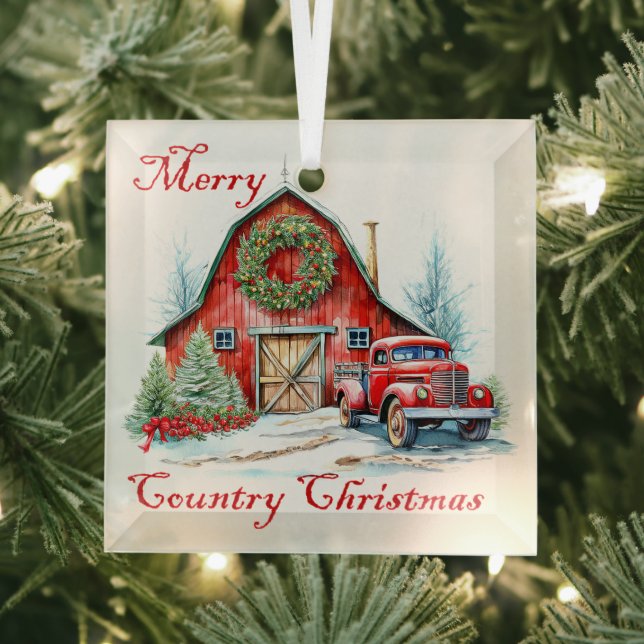Country Christmas Glass Ornament (Insitu)