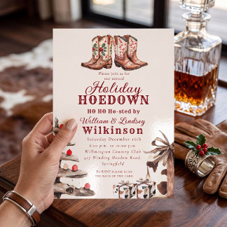 Country Christmas Hoedown Western Boots Invitation