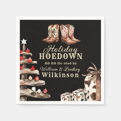 Country Christmas Holiday Hoedown Paper Napkins