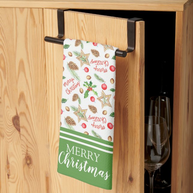 Country Christmas Holiday  Kitchen Towel (Thirds Fold)