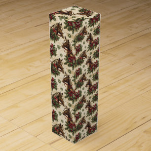 Country Christmas Horses Wine Box