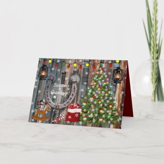 Country Christmas Horseshoe Christmas Tree Gifts Card (Front)