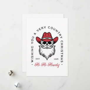 Country Christmas Howdy Santa cowboy wishes Holiday Card