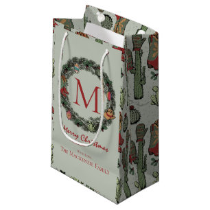 Country Christmas Monogrammed Small Gift Bag