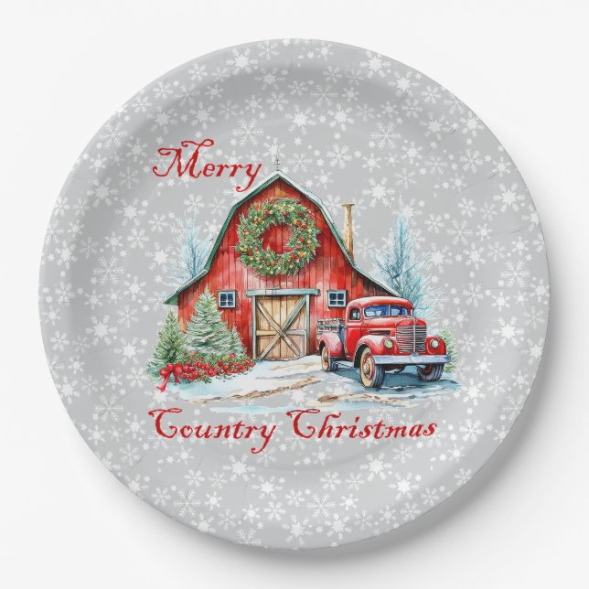 Country Christmas Paper Plates (Front)