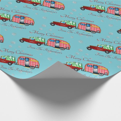 Country Christmas Pickup Truck and Trailer Wrapping Paper