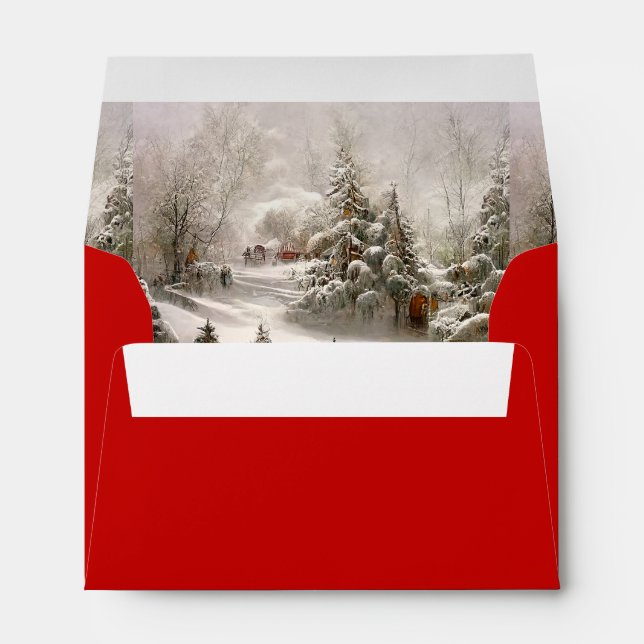 Country Christmas Pine Trees Snow Envelope (Back (Bottom))