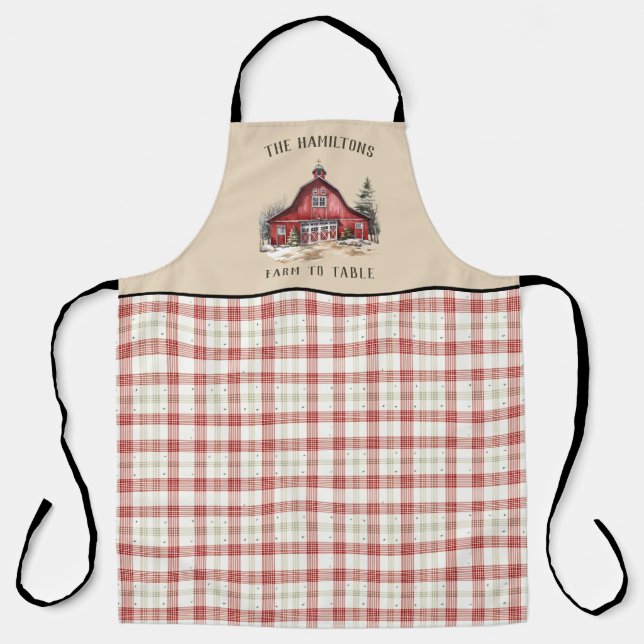 Country Christmas Plaid Custom Apron (Front)
