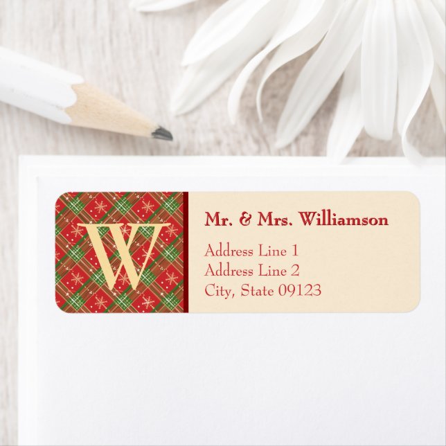 Country Christmas Plaid | Monorgam 5 Sheet Address Label (Insitu)
