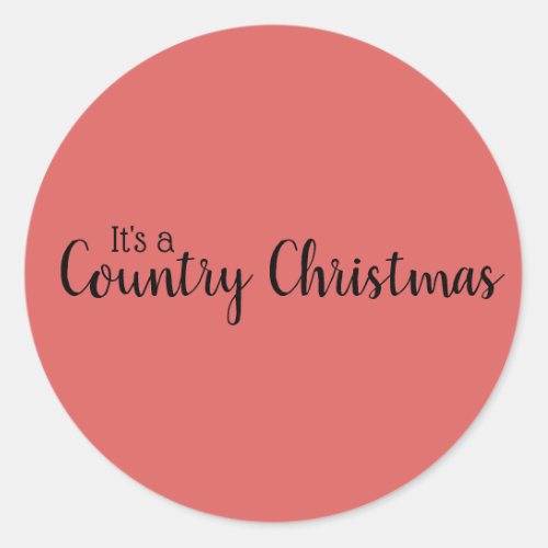 Country Christmas Red Typography Classic Round Sticker