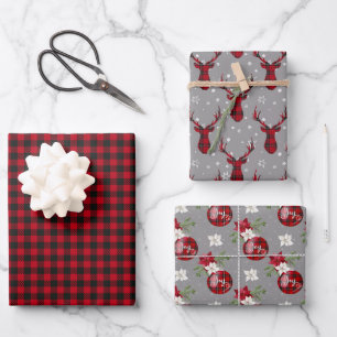 Country Christmas Rustic Holiday Buffalo Plaid   W Wrapping Paper Sheets