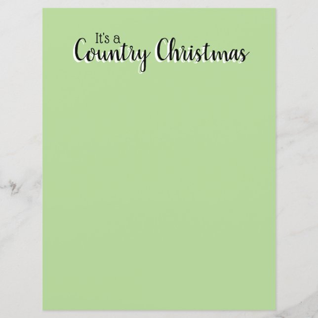 Country Christmas Saying Green Rustic Letterhead (Front)
