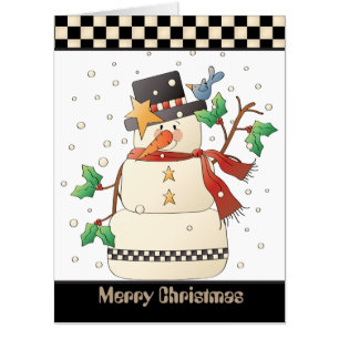 Country Christmas snowman big greeting card