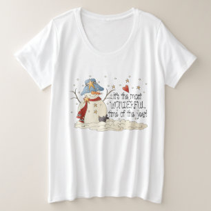 Country Christmas snowman Holiday plus size Plus Size T-Shirt