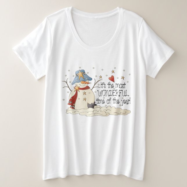 Country Christmas snowman Holiday plus size Plus Size T-Shirt (Design Front)