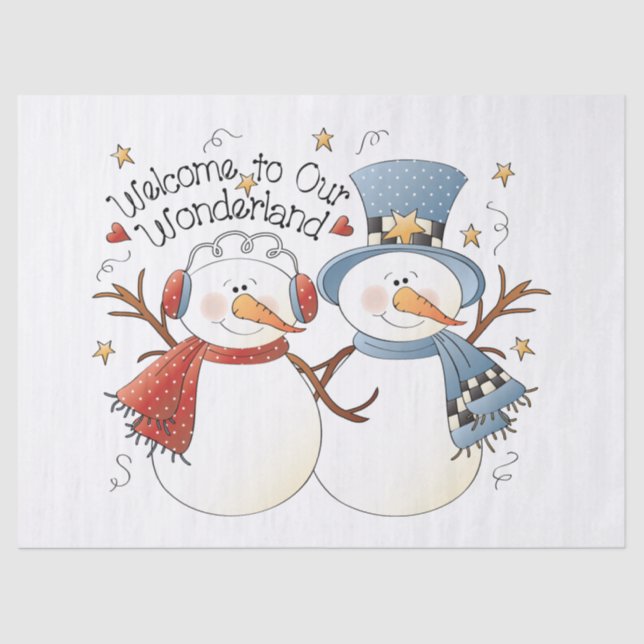 Country Christmas snowman Holiday tissue party Paper (Front)