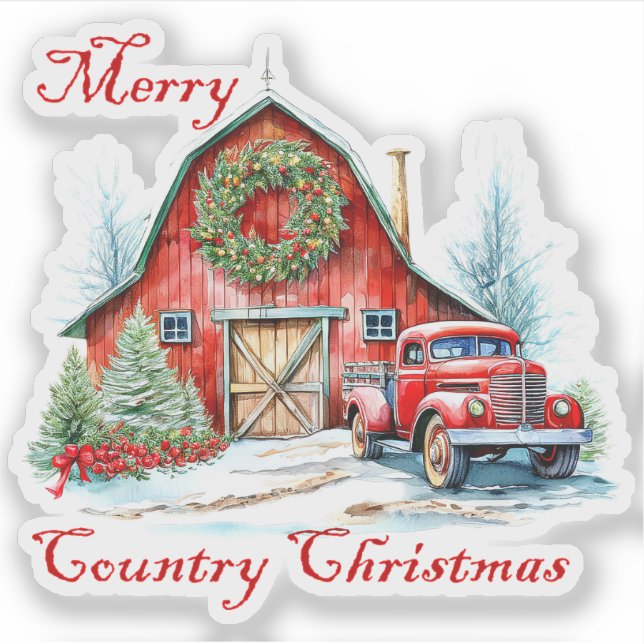 Country Christmas Sticker (Front)