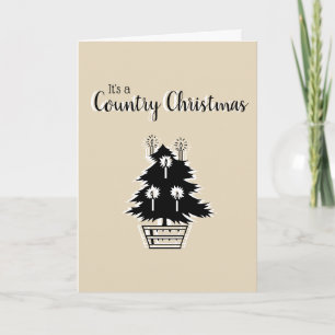 Country Christmas Tree Beige Rustic Customizable Card