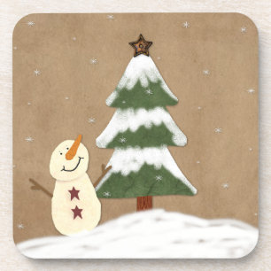Country Christmas Tree Cork Coaster