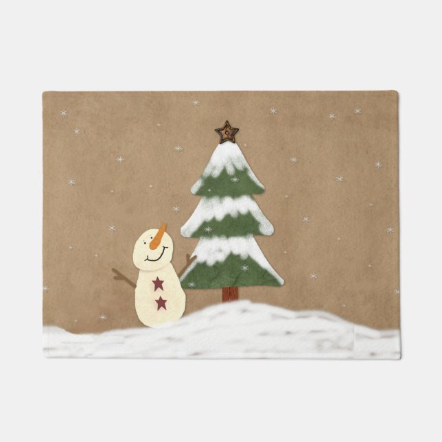 Country Christmas Tree Door Mat (Front)