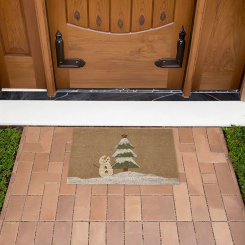 Country Christmas Tree  Fiber Doormat
